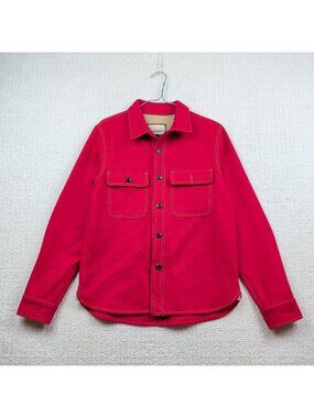 Red Canoe Heavy Wool Blend Button Front Camp Shirt Fire Red Forest Men Sz S NWOT